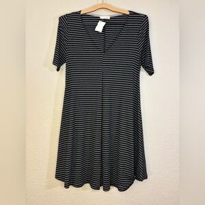 Striped Black and White Stripe Women's Dress Size M